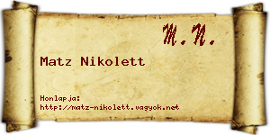 Matz Nikolett névjegykártya